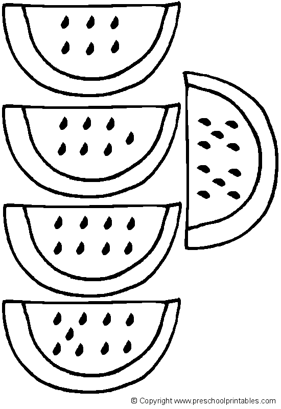 Watermelon Coloring Pages Preschoolers 5